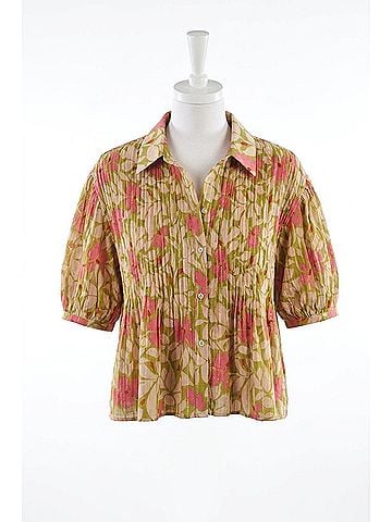Velvet by Graham & Spencer Half Sleeve Button Top in Mimosa (view 1)