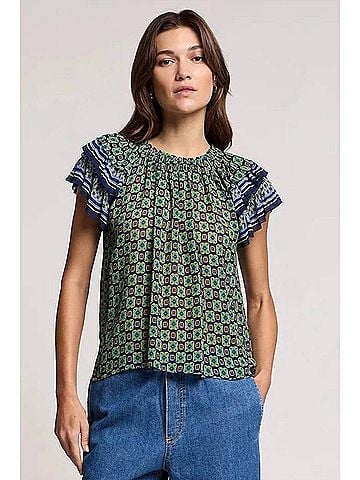 Velvet by Graham & Spencer Dahlia Border Print Top in Multi (view 2)