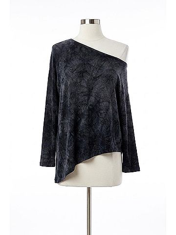 French Kyss Soft Stretch Asymmetrical Tie Dye Top in Onyx (view 1)
