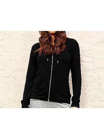 French Kyss Zip Up Hoodie in Black (view 2)