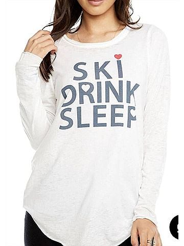 Chaser Ski Drink Sleep Tee in White (view 2)