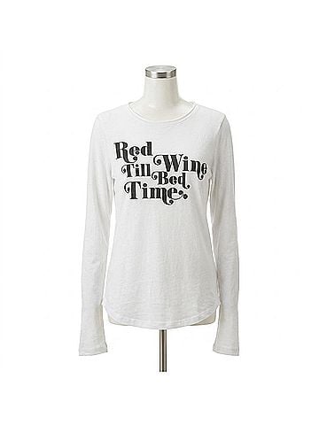 Chaser Red Wine Til Bed Time Tee in White (view 1)