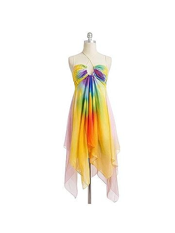 Monse Butterfly Ombré Ruched Silk Halter Dress Casual Dress (view 1)