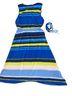 Chico's 100% Polyester Stripes Blue Yellow White Casual Dress Size 1 - photo 2