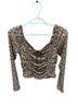 Astr 100% Other Animal Print Brown Long Sleeve Blouse Size XS - photo 1