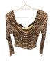 Astr 100% Other Animal Print Brown Long Sleeve Blouse Size XS - photo 2