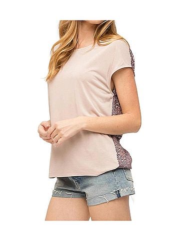 Mystree Modal Top With Criss Cross Back in Light Taupe (view 2)