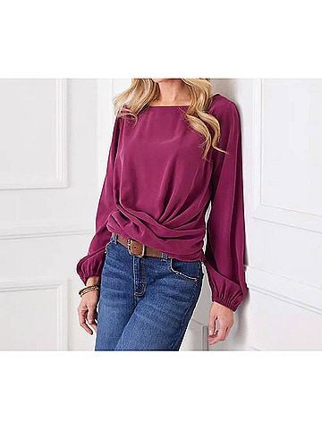 Karen Kane Boatneck Top in Wine (view 2)