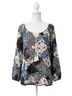 Kori America Blue Patchwork Print Top in Navy Size M - photo 1