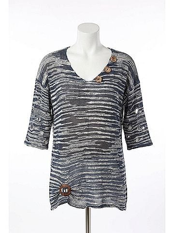 Angel Cut-Out Sleeve Top in Denim (view 1)