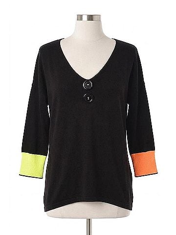 Angel Neon Cuff V-Neck Top in Black Multi (view 1)