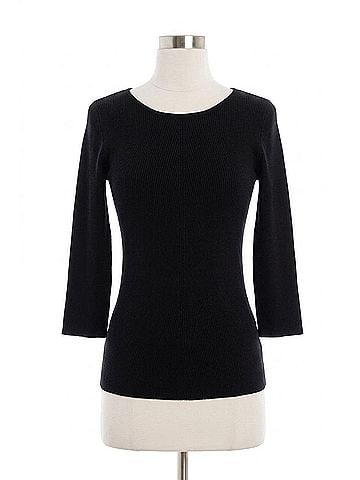 Angel Ribbed 3/4 Sleeve Top in Black (view 1)