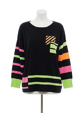 Angel Stripe 3/4 Sleeve Top in Black Multi (view 1)