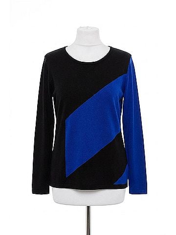 Angel 3/4 Sleeve Abstract Crew Top in Black/Royal (view 1)