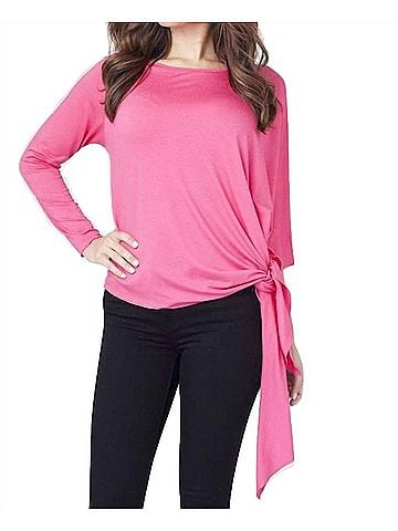 Angel Asymmetrical Tunic Top in Fuchsia (view 2)