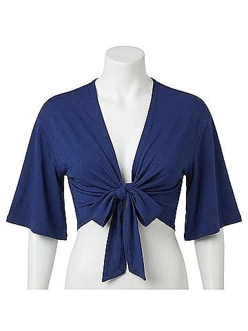 Bobi Jersey Kimono Wrap Tie Front Top in Ink (view 1)
