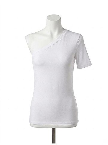 Commando Essential Cotton One-Shoulder Tee in White (view 1)