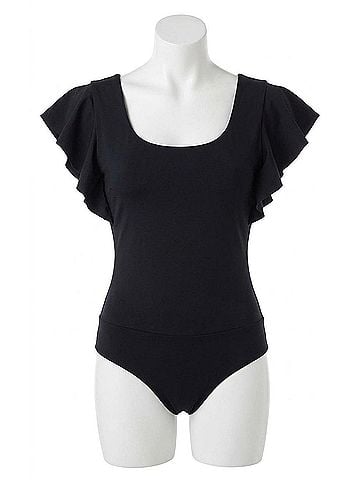 Commando Bonded Ruffled Bodysuit in Black (view 1)