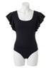 Commando Solid Black Bonded Ruffled Bodysuit in Black Size L - photo 1