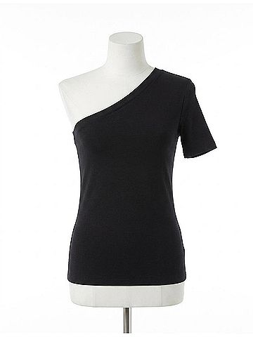 Commando Essential Cotton One-Shoulder Tee in Black (view 1)