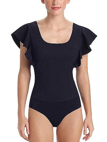 Commando Bonded Ruffled Bodysuit in Black (view 2)