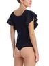 Commando Solid Black Bonded Ruffled Bodysuit in Black Size L - photo 3