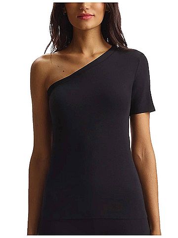 Commando Essential Cotton One-Shoulder Tee in Black (view 2)