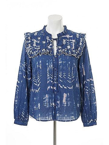 Emily Lovelock Daisy Blouse - Plus Size in Blue (view 1)