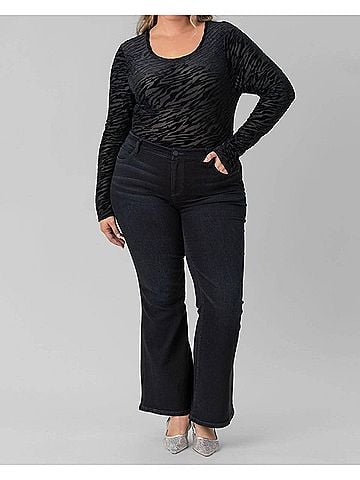 Good American Zebra Burnout Bodysuit in Black (view 2)