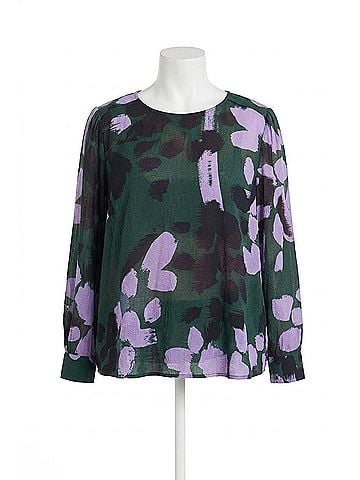 Tanya Taylor Reagan Long Sleeve Top - Plus Size in Winterberry (view 1)
