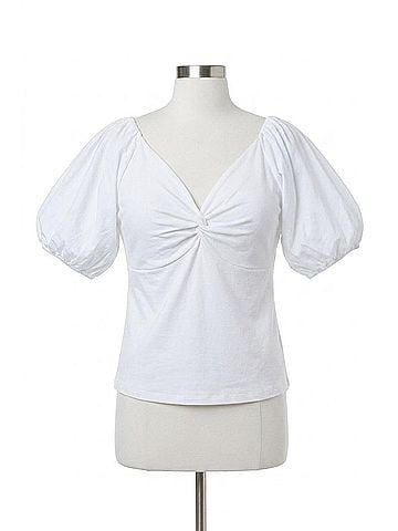 Tanya Taylor Romy V-Neck Top - -Plus Size in Optic White (view 1)