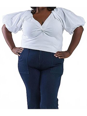 Tanya Taylor Romy V-Neck Top - -Plus Size in Optic White (view 2)