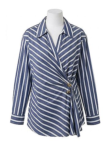 Tanya Taylor Orla Long Sleeve Top - Plus Size in Navy (view 1)