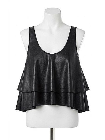 Commando Faux Leather Loose Layer Bodysuit in Black (view 1)
