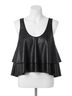 Commando Solid Black Faux Leather Loose Layer Bodysuit in Black Size L - photo 1