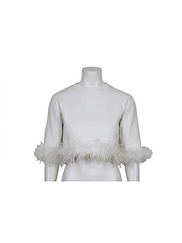 Lucy Paris Women's Sally Feather Top in White (view 1)