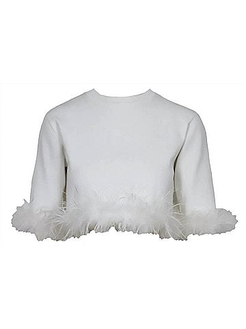 Lucy Paris Women's Sally Feather Top in White (view 2)