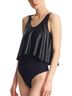 Commando Solid Black Faux Leather Loose Layer Bodysuit in Black Size L - photo 2