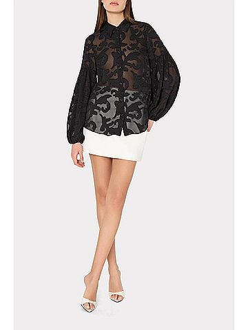 Milly Scroll Button Up Top in Black (view 2)