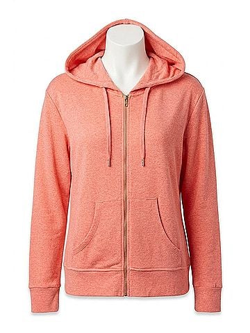 French Kyss Zip Peace Hoodie in Coral (view 1)