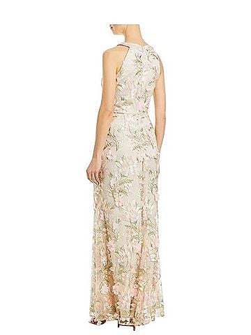 Eliza J Appliquéd Embroidered Halter Gown Cocktail Dress (view 2)