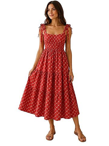 ASOS Design Tie Strap Broderie Maxi Dress Casual Dress (view 2)