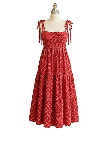 ASOS Design Tie Strap Broderie Maxi Dress Casual Dress (view 1)