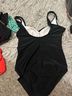 Catalina Floral Red Multi Color Black One Piece Swimsuit Size 12 - photo 4