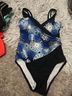 Catalina Floral Red Multi Color Black One Piece Swimsuit Size 12 - photo 3