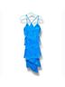ASOS 100% Nylon 100% Polyester Floral Solid Tweed Blue Cocktail Dress Size 4 - photo 5