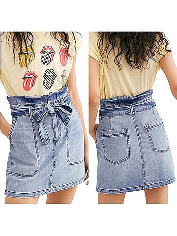 Free People Splendor In The Grass Denim Skirt (view 2)