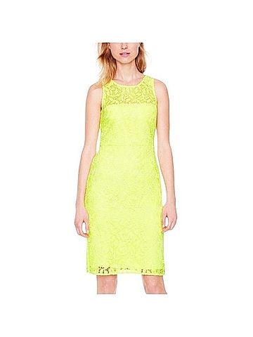 J.Crew Collection Neon Highlighter Yellow Lace Cocktail Dress (view 1)