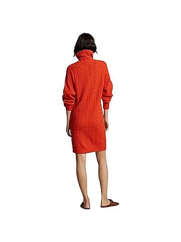 Polo by Ralph Lauren Cable Knit Turtleneck Sweater Dress Wool Dress (view 2)