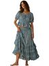 Free People 100% Polyester 100% Rayon Floral Stripes Blue Casual Dress Size XS - photo 1